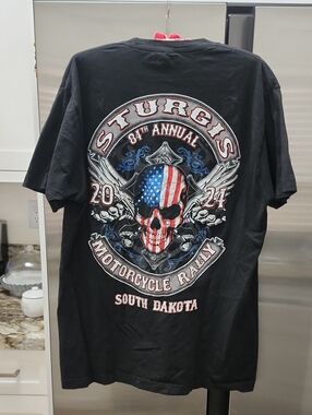 🥳Black Sturgis Motorcycle Rally Graphic Tee - Men's Size L
